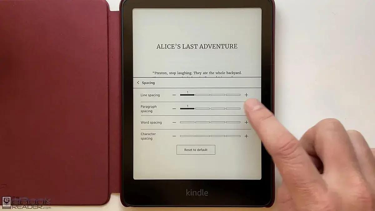 Ajustar espaçamento no Kindle